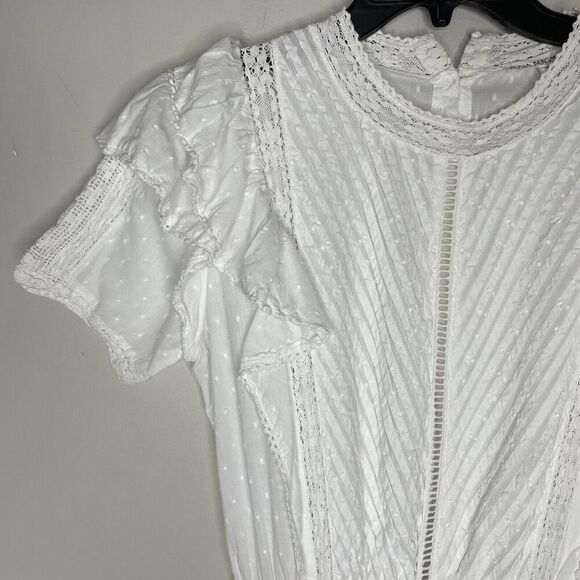 MAIA BERGMAN Mery Dress Women M White Cotton Eyelet Mini Button-Back *Runs Small - Picture 4 of 14